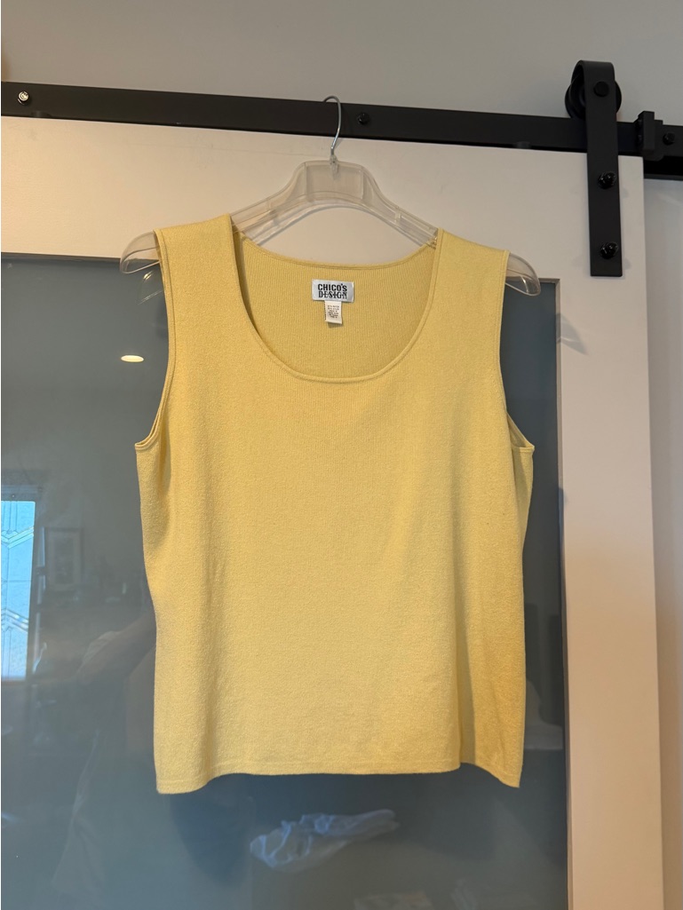Chico’s Yellow Sleeveless Scoop Neck Tank Top Size 3 (Chico’s Size)